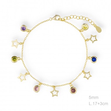Pulsera Dorada Estrellas Calada Circ Color