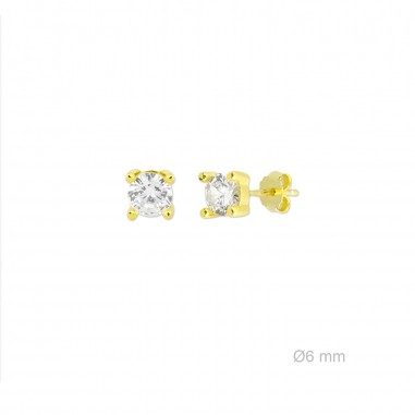 Pendientes de Plata de Ley y circonita de 6mm