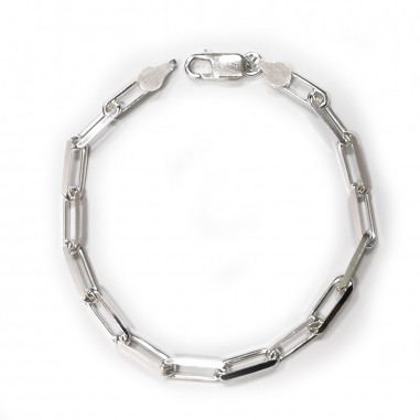 Pulsera Plata Lisa Forzada Larga 140 Plateada