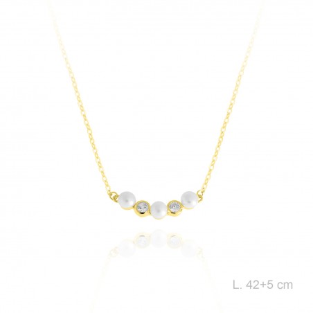 Gargantilha em Prata Esterlina e Zircões (Madrepérola)