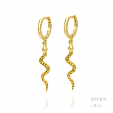 Pendientes Aro 11mm Serpiente Dorado