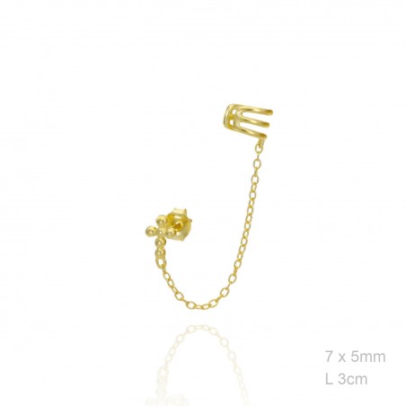 Pendientes Cruz Cadena Dorados Lisa + Earcuff 