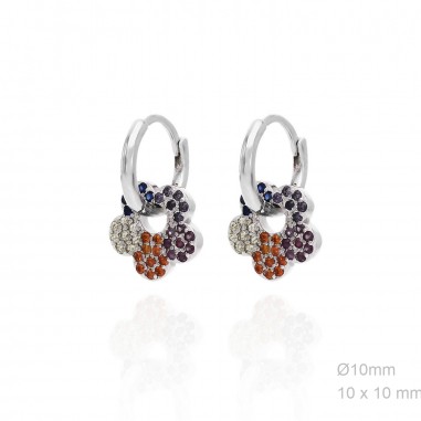 Pendientes Aro 10mm Flor Circ Colores