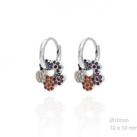 Pendientes Aro 10mm Flor Circ Colores