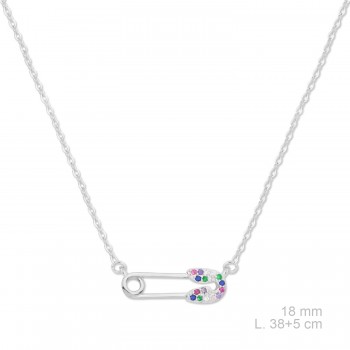 Silver necklace with cubic...