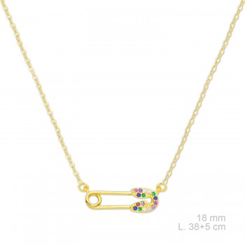 Silver necklace with cubic...