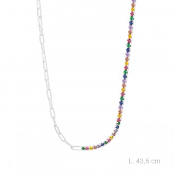 Silver necklace with cubic...