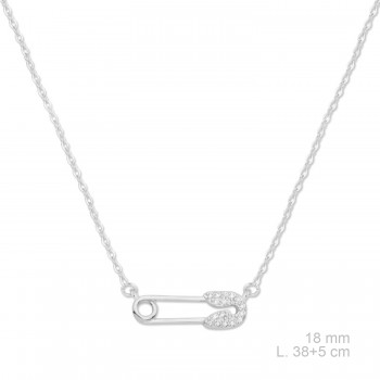Silver necklace with cubic...
