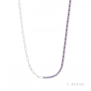 Silver necklace with cubic...