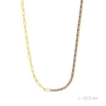 Silver necklace with cubic...