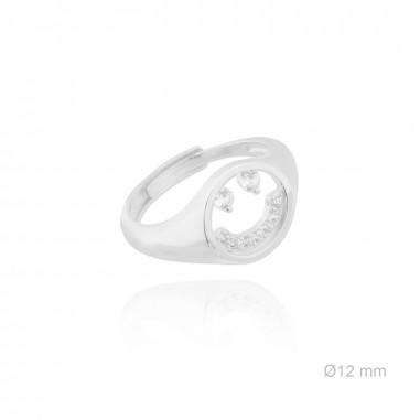 Anillo/Sello ajustable Smile circ calado Happy 