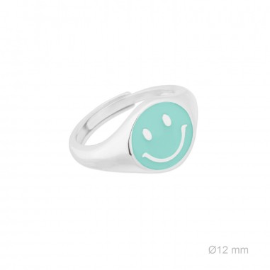 Anillo Sello ajust. Smiley Azul