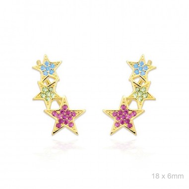 Pendientes Trepador Estrellas Dorado Circ Color