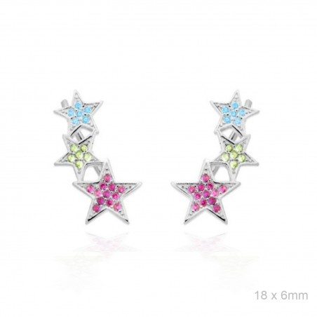 Pendientes Trepador Estrellas Circ Color