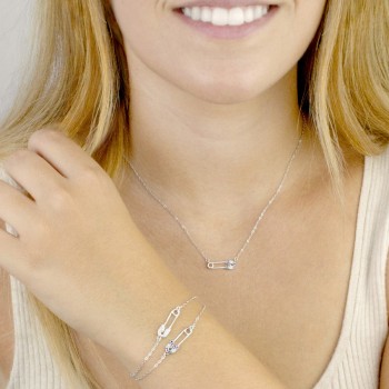 Silver bracelet with cubic... 2