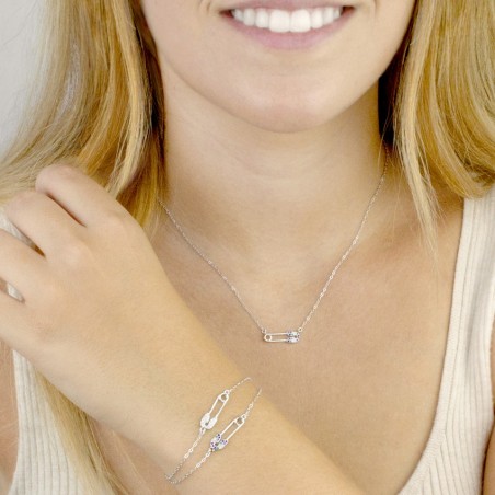 Silver bracelet with cubic zirconium