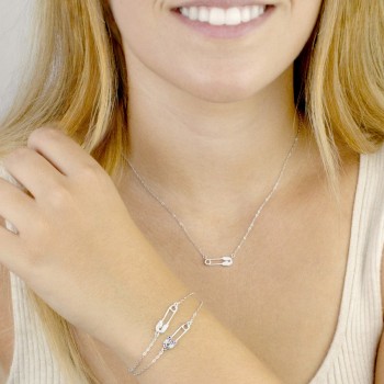 Silver necklace with cubic... 2