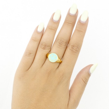 Anillo Sello ajust. Smiley Azul Do