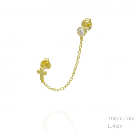 Pendientes Cadena Dorado Chatón Estrella