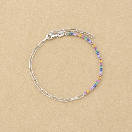 Silver bracelet with cubic zirconium