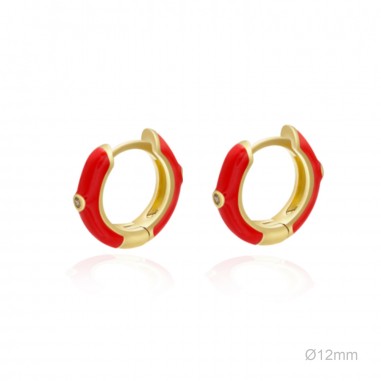Pendientes Aro Esmalte Rojo Circ