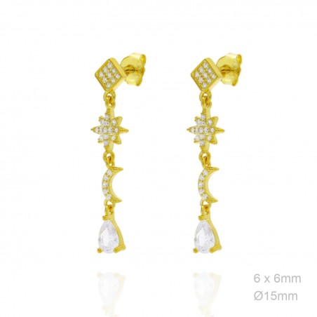 Pendientes Presión Dorado Largo Polar Luna Circ