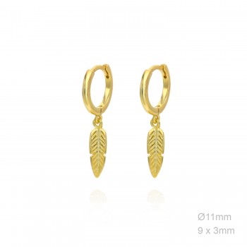 Pendientes Aro Dorado Pluma
