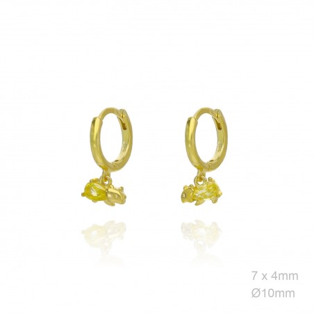 Pendientes Aro Dorado Dinosaurio Circ Amarilla