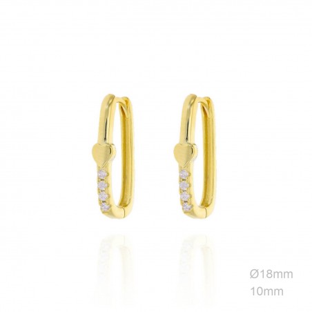 Pendientes Aro Rectángulo Dorado Circ Corazón