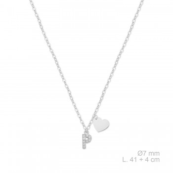 Silver necklace with cubic...