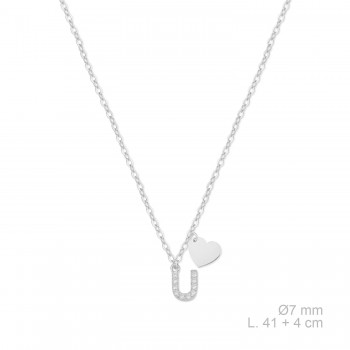 Silver necklace with cubic...