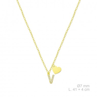 Silver necklace with cubic zirconium | V