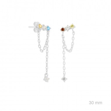 Brincos de Prata Esterlina com zircônia