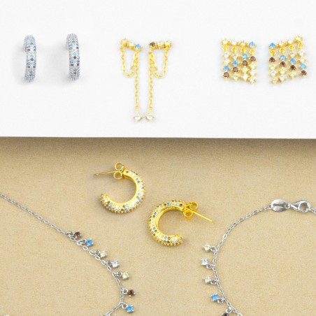 Brincos de Prata Esterlina com zircônia