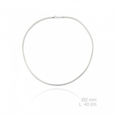 Gargantilla de cuero trenzado, longitud: 40 cm, grosor: Ø2 mm BLANCO