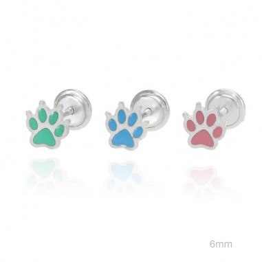 Pendientes Huella Gato Esmalte Rosca