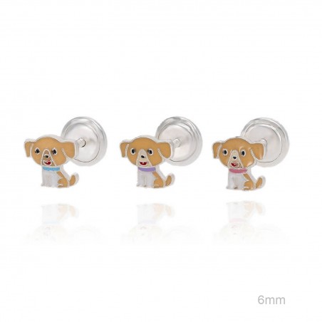 Pendientes Perrito Esmalte Rosca