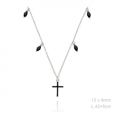 Gargantilla Cruz Negro + Circ Negro