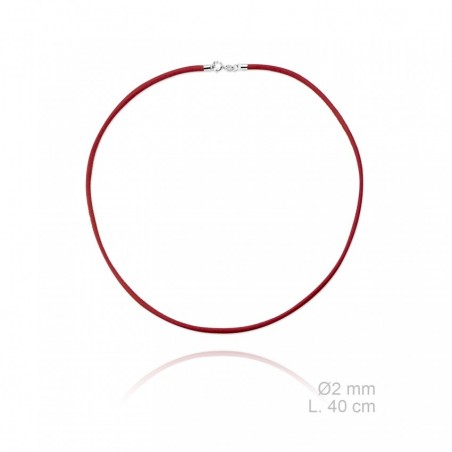 Gargantilla de cuero trenzado, longitud: 40 cm, grosor: Ø2 mm ROJA