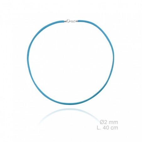 Gargantilla de cuero trenzado, longitud: 40 cm, grosor: Ø2 mm AZUL