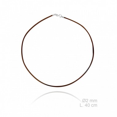 Braided leather necklace, length: 40 cm