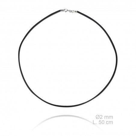 Sautoir en cuir, longueur: 50 cm