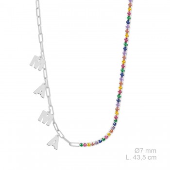 Silver necklace with cubic...