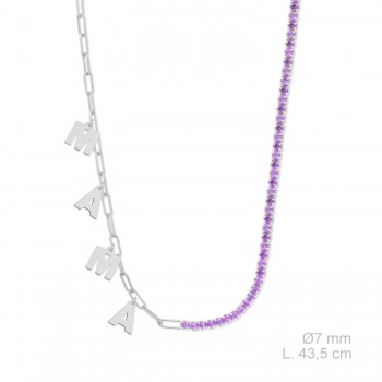 Silver necklace with cubic...