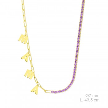 Silver necklace with cubic...