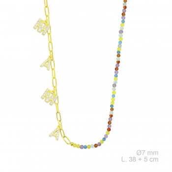 Silver necklace with cubic...