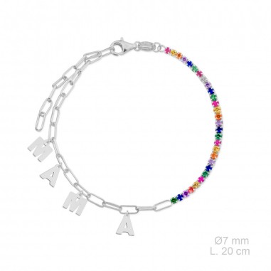 Silver bracelet with cubic zirconium