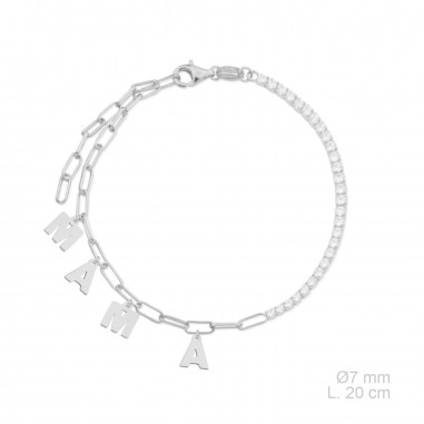 Silver bracelet with cubic zirconium