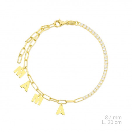 Silver bracelet with cubic zirconium