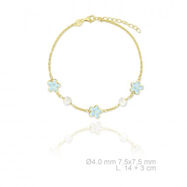 Pulsera de Plata de Ley en dorado con perla y esmalte